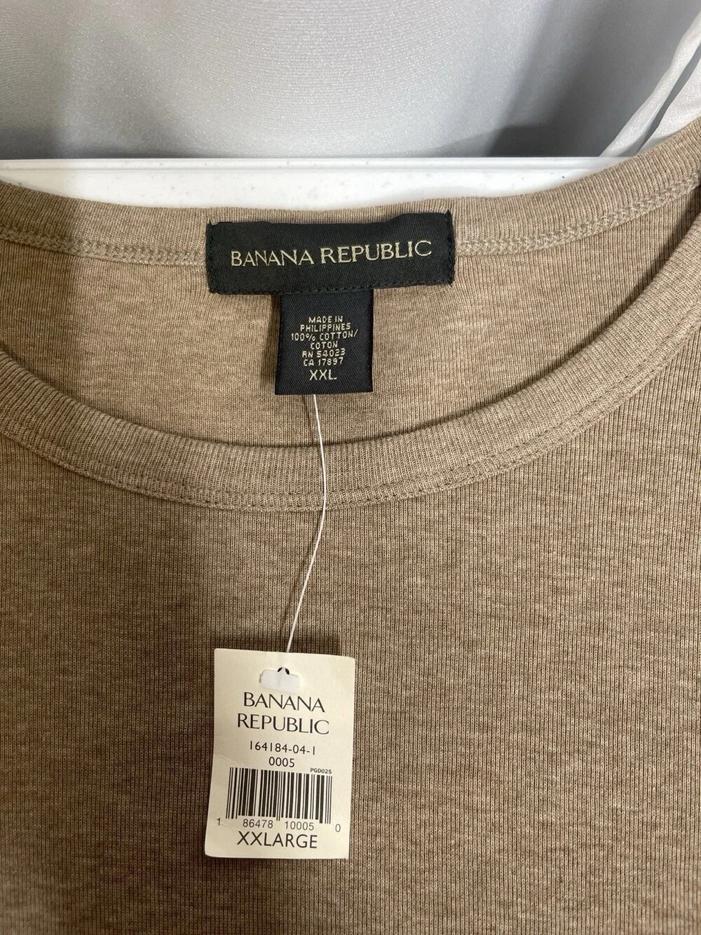 Banana Republic Men’s XXL Long Sleeve Crew Neck Shirt 100% Cotton Tan